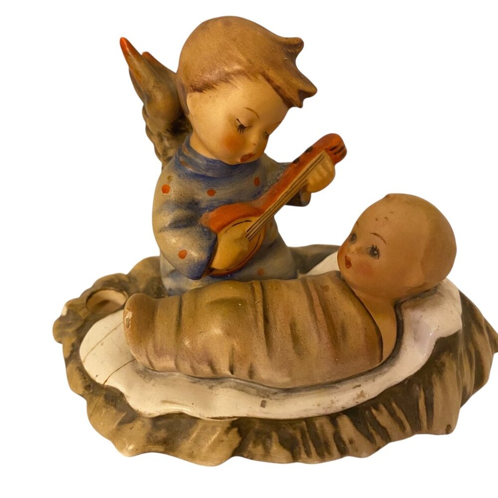 Vtg Hummel 1951Heavenly‎ Lullaby Cradle song Baby Jesus Angel Figurine Repaired